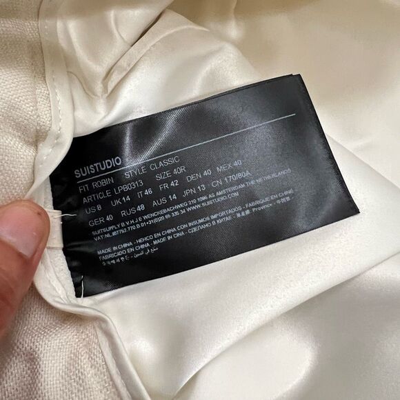 Suitstudio Cotton-Silk Mid-Rise Sz 8 Medium New w Tags Off-White Straight-Leg Tr - Picture 13 of 14